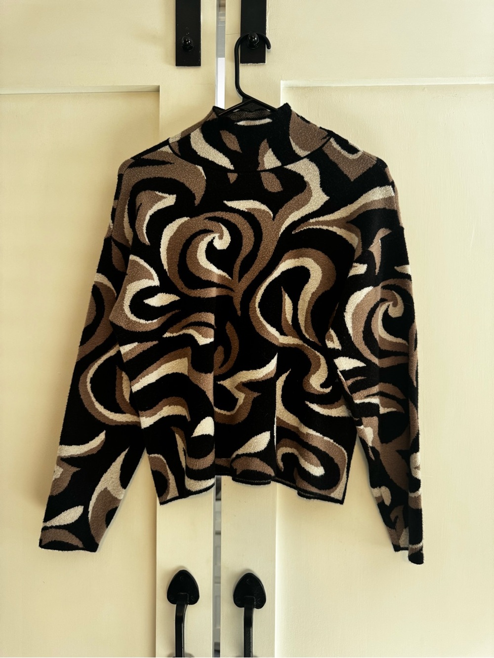 Blu Pepper Black, Brown & Cream Swirl Mock Neck Sweater